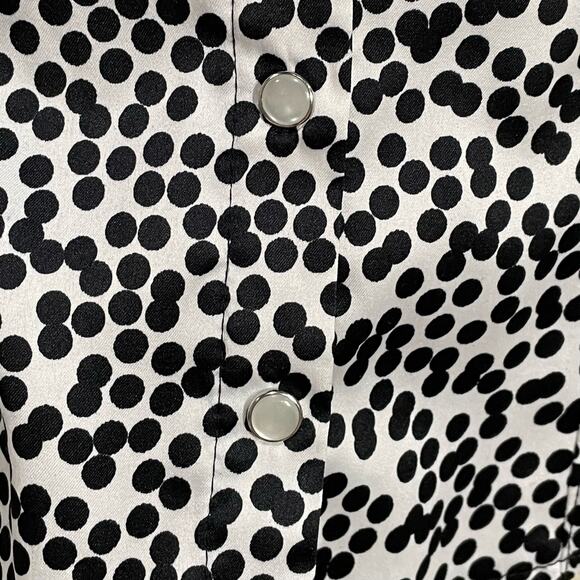 Vintage Y2K Polka Dot Tie Front Pearl Snap Top Rockabilly Retro Office Siren XS - Picture 4 of 6